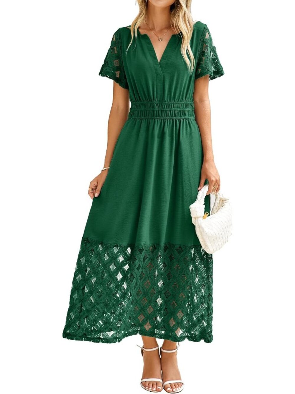 boho emerald green dress Dresses | Womens Short Sleeve V Neck Empire Waist Pocket Maxi Size:Small 14-14.5 ( 34/35) Black Button-Up Black Crochet Knee High and the ankle